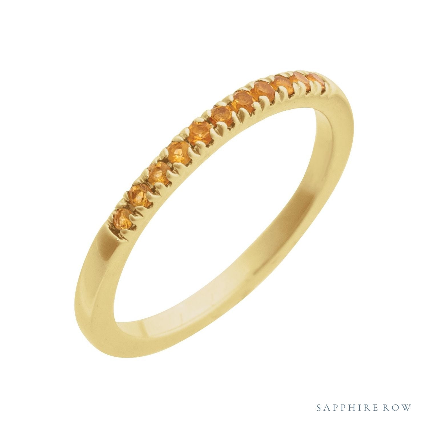 Sapphire Row Natural Birthstone Stacking Ring - Citrine, 10K Yellow Gold