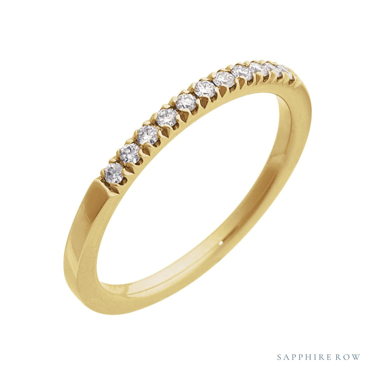 Sapphire Row Natural Birthstone Stacking Ring - Diamond, 10K Yellow Gold
