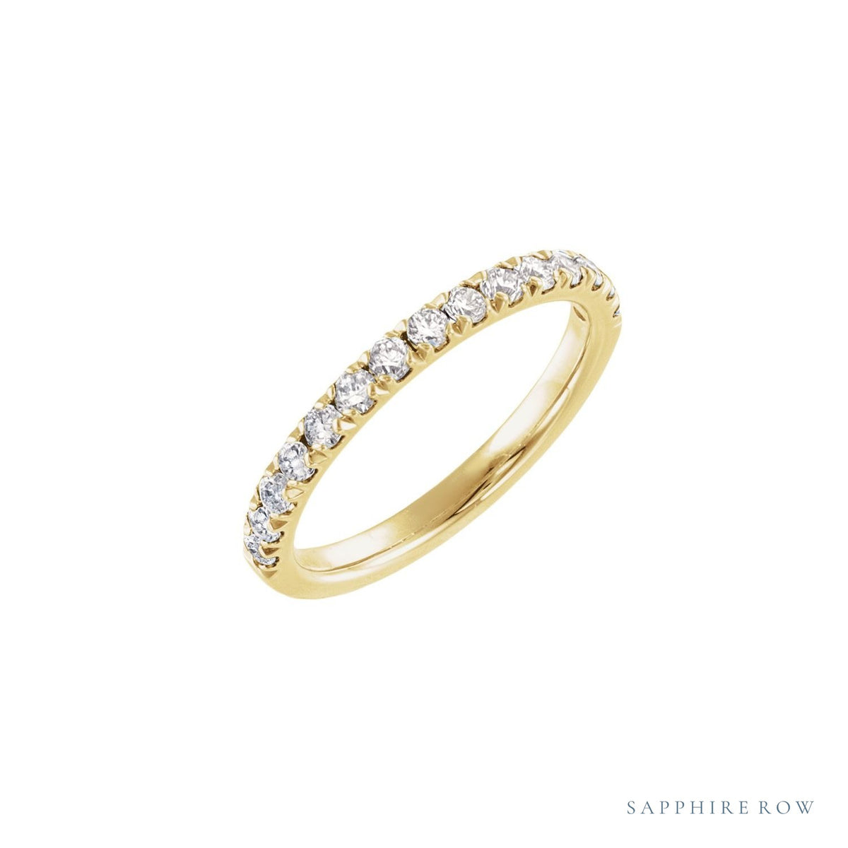 Sapphire Row Natural Birthstone Stacking Ring - Diamond, 14K Yellow Gold