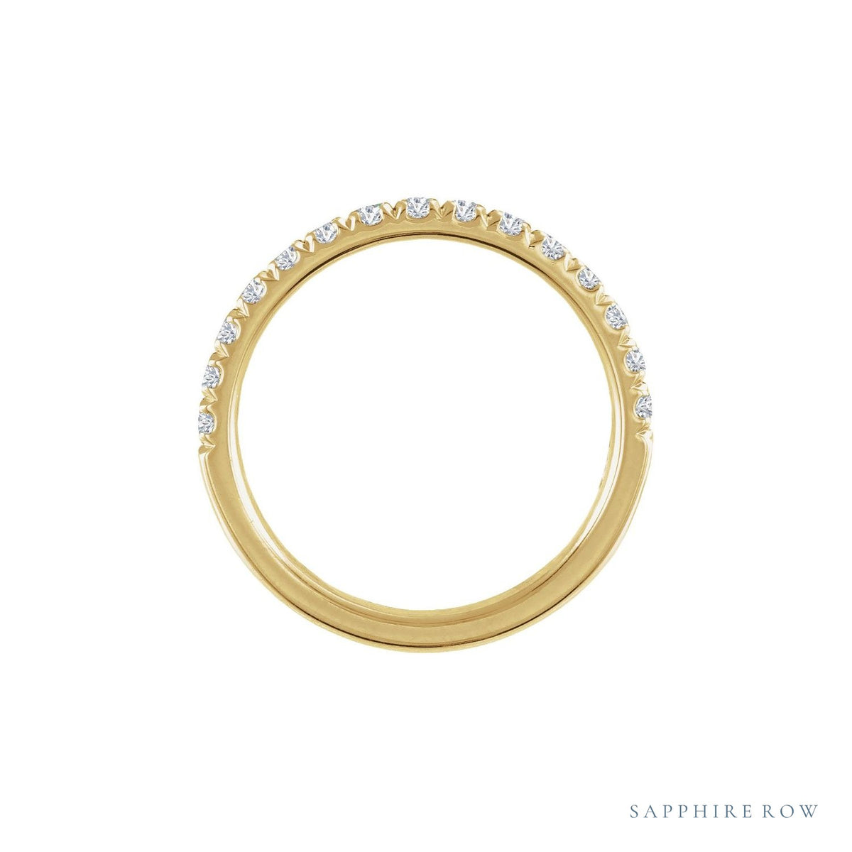Sapphire Row Natural Birthstone Stacking Ring - Diamond, 14K Yellow Gold (view 3)