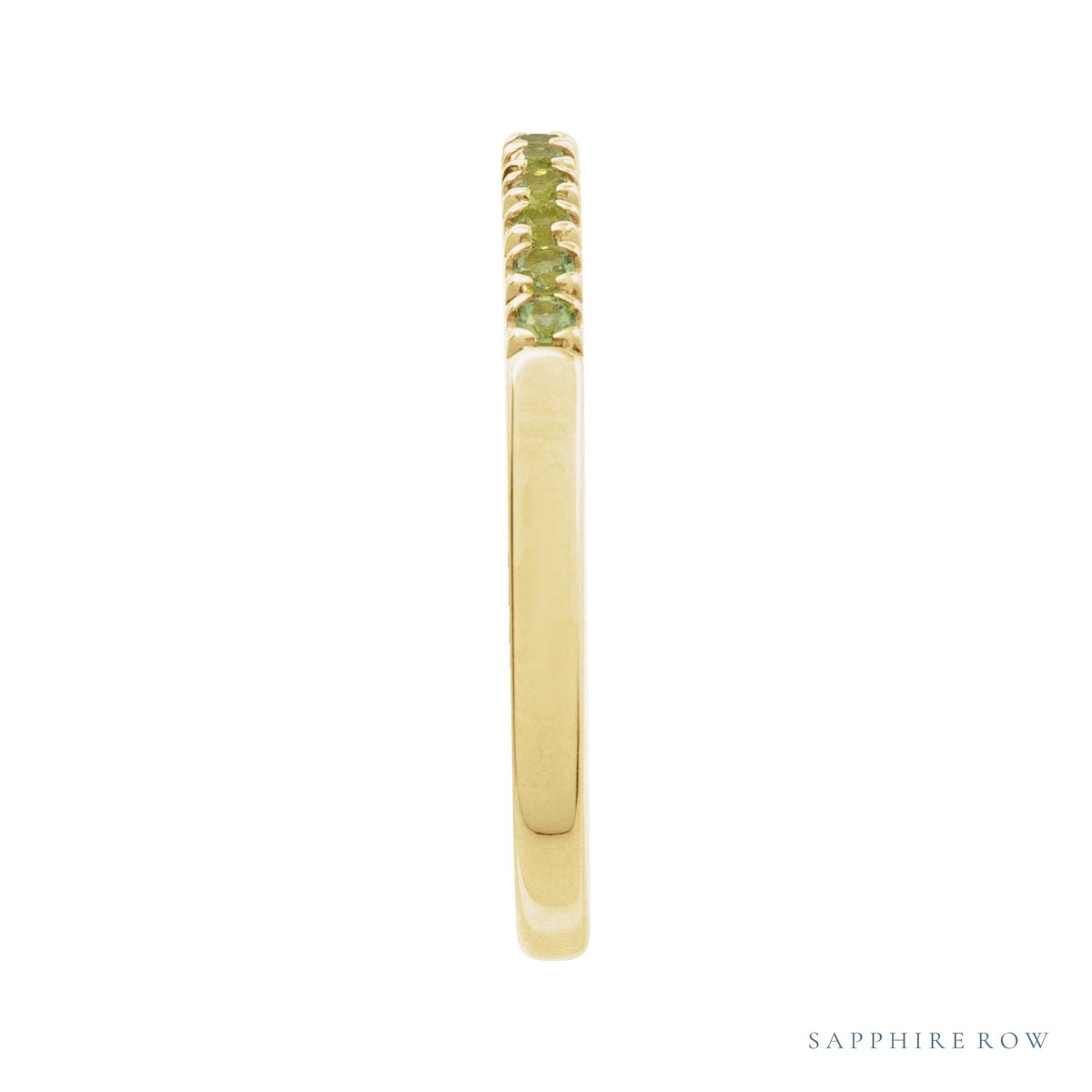 Sapphire Row Natural Birthstone Stacking Ring - Peridot, 10K Yellow Gold (view 3)