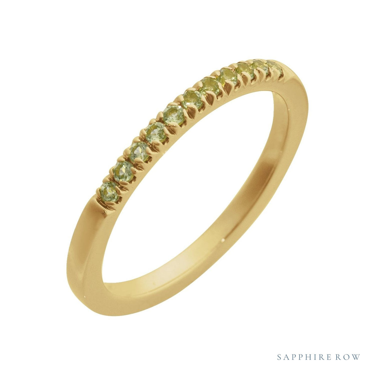 Sapphire Row Natural Birthstone Stacking Ring - Peridot, 14K Yellow Gold