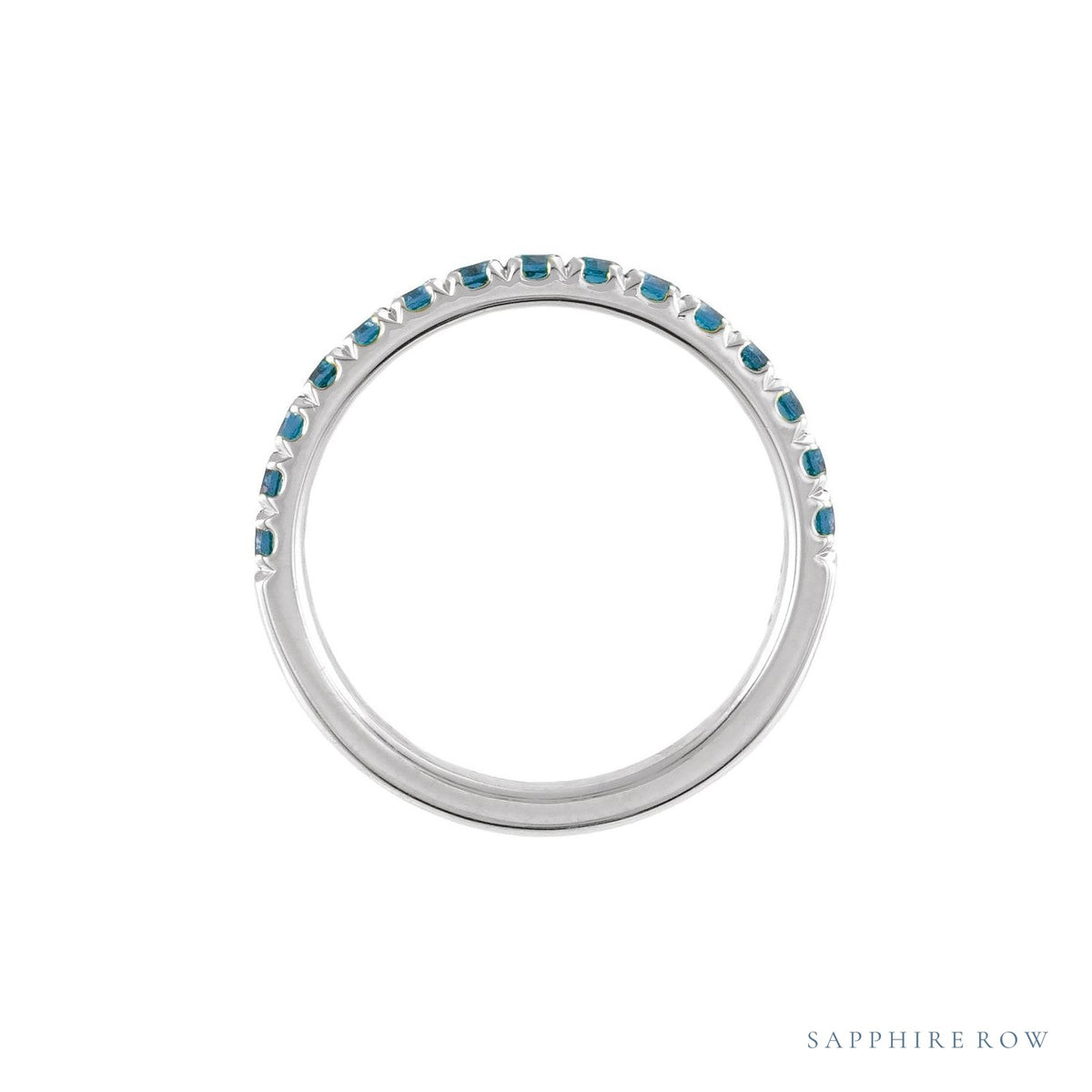 Sapphire Row Natural Birthstone Stacking Ring - London Blue Topaz, 10K White Gold (view 2)