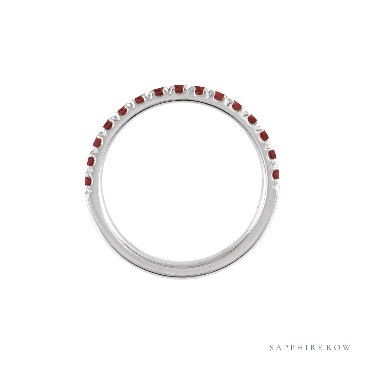 Sapphire Row Natural Birthstone Stacking Ring - Mozambique Garnet, 14K White Gold
