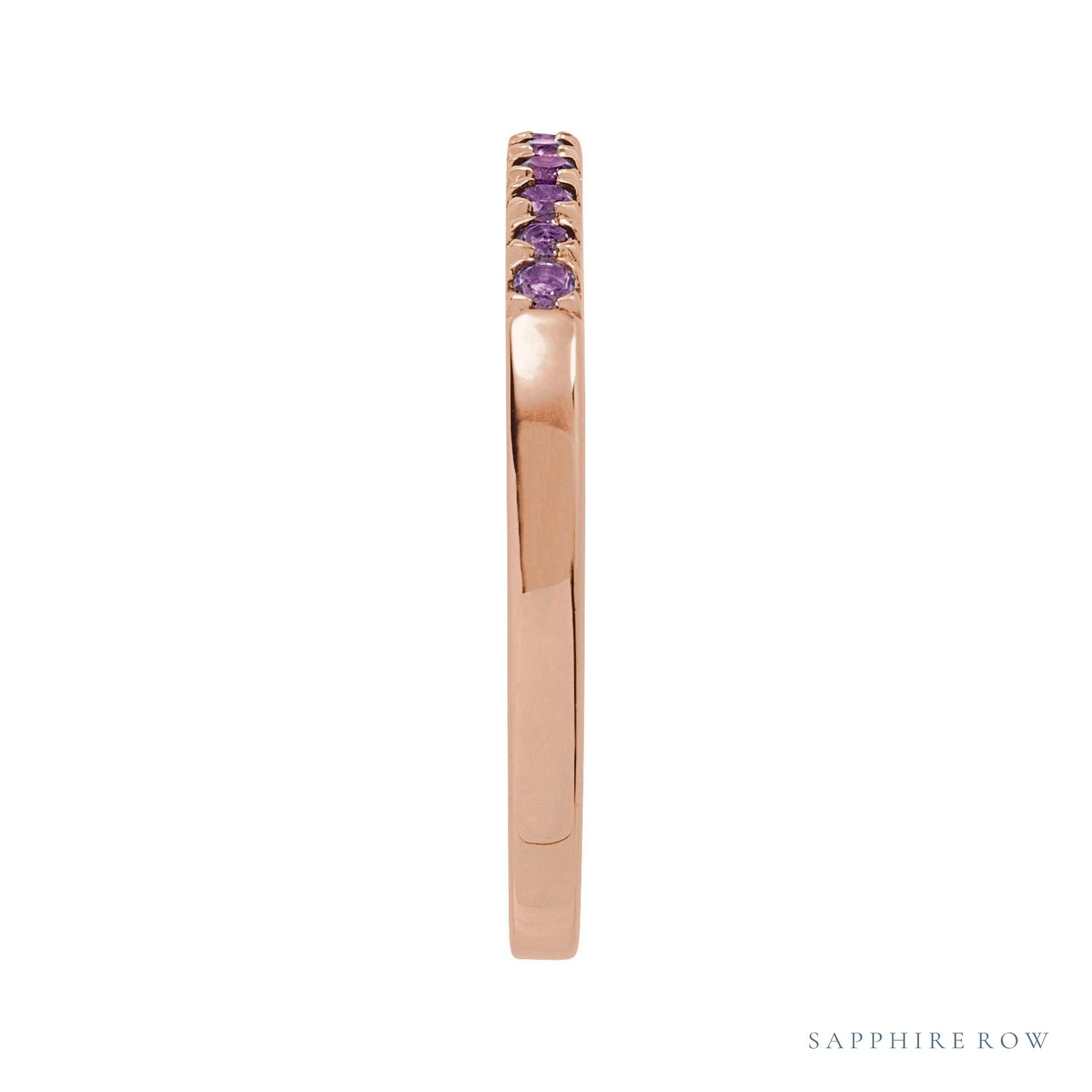 Sapphire Row Natural Birthstone Stacking Ring - Amethyst, 10K Rose Gold (view 3)