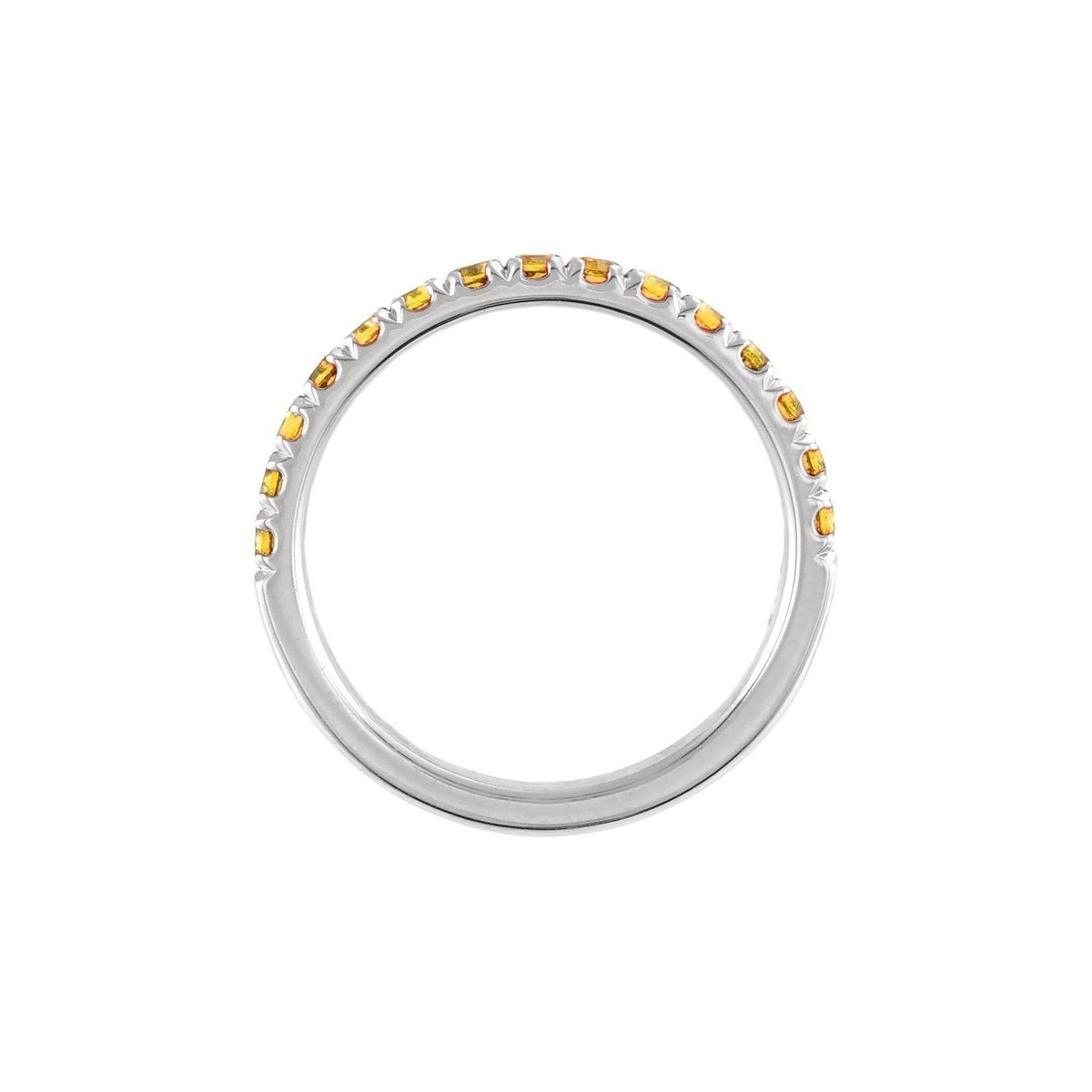 Sapphire Row Natural Birthstone Stacking Ring - Citrine, 10K White Gold (view 2)
