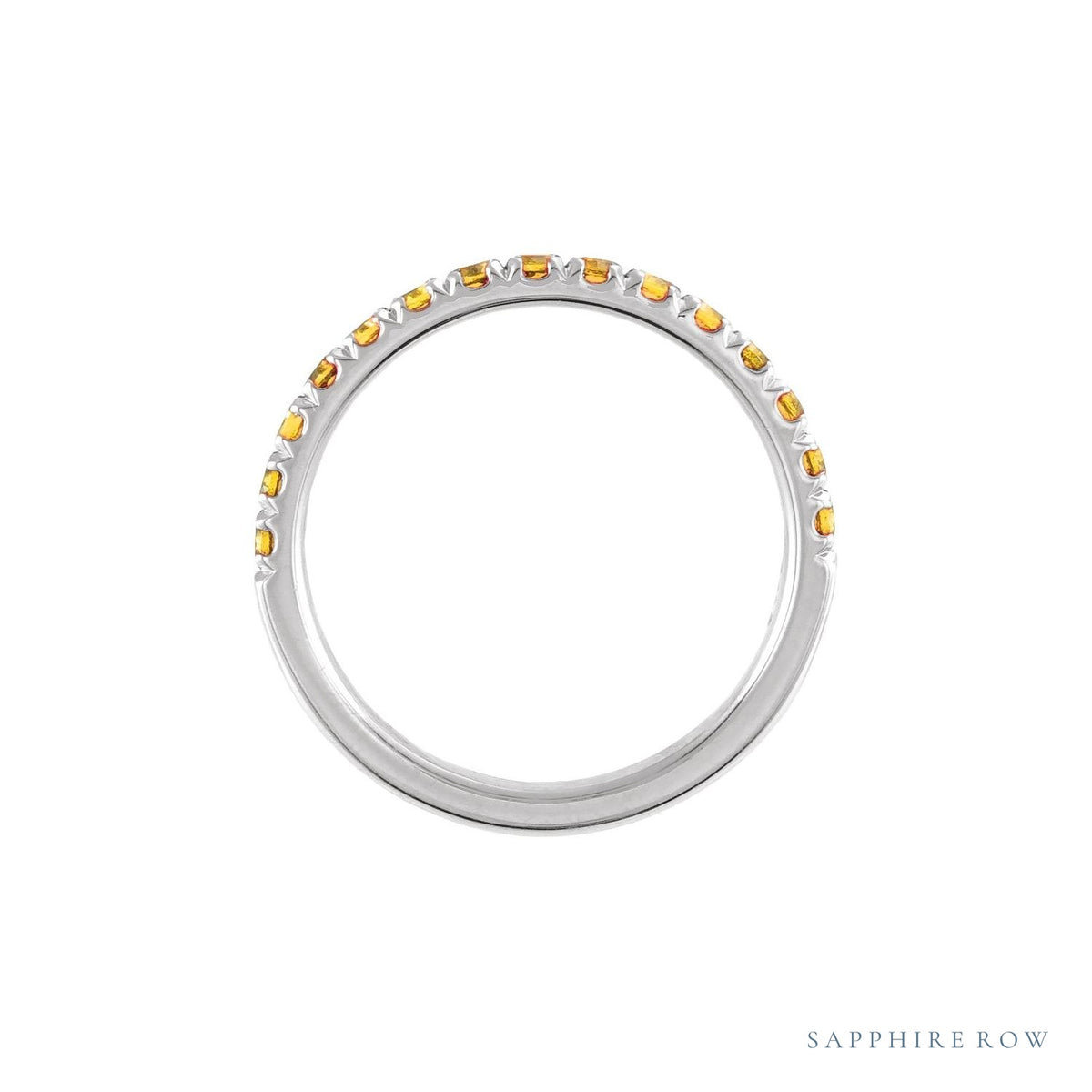 Sapphire Row Natural Birthstone Stacking Ring - Citrine, 14K White Gold (view 2)