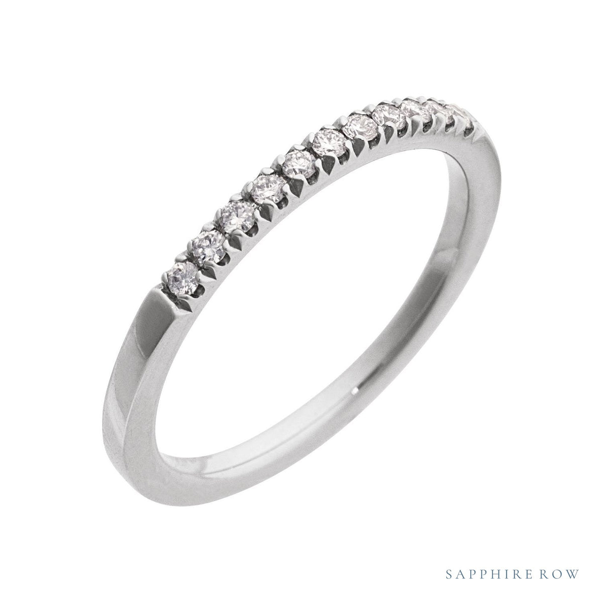 Sapphire Row Natural Birthstone Stacking Ring - Diamond, 10K White Gold
