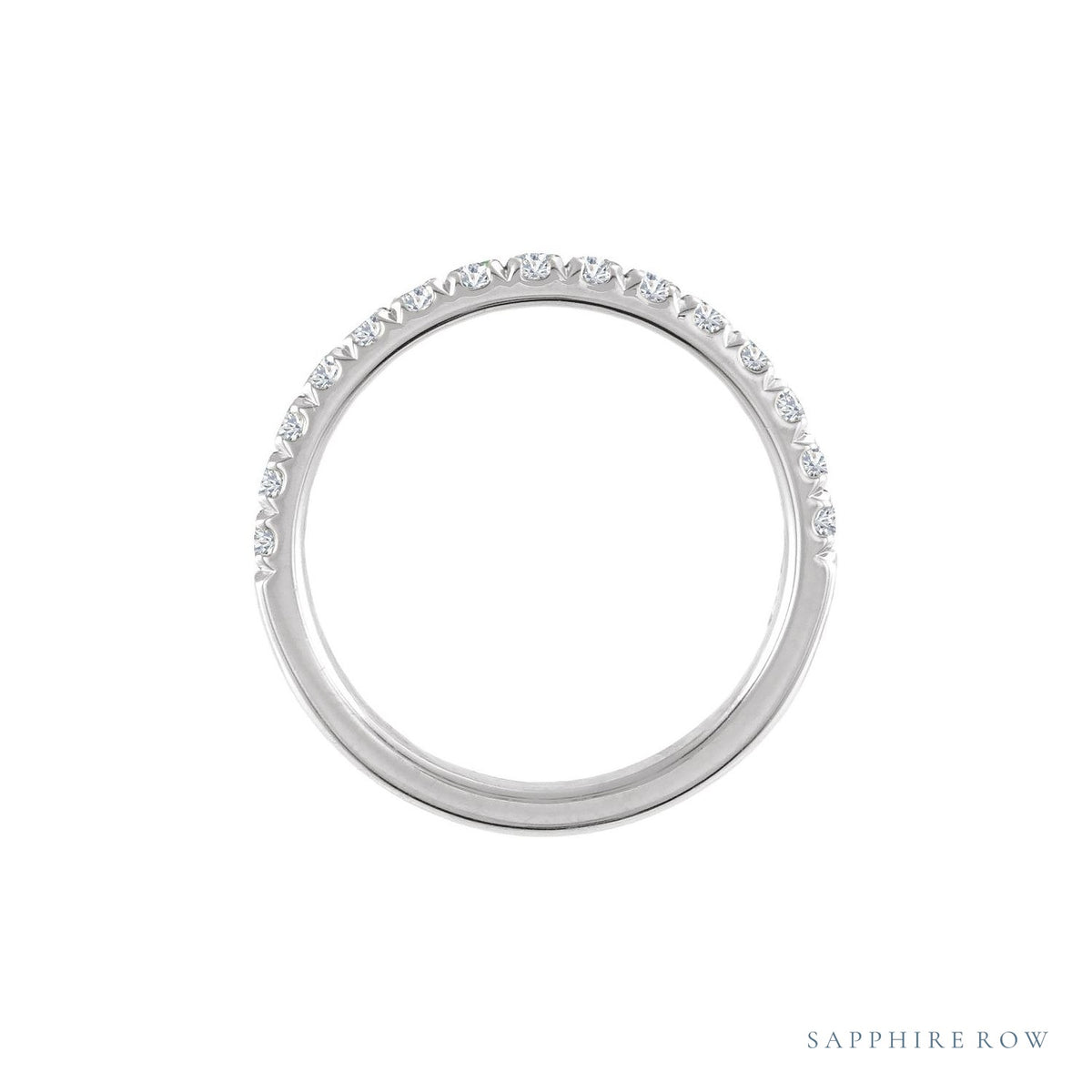 Sapphire Row Natural Birthstone Stacking Ring - Diamond, 10K White Gold (view 2)