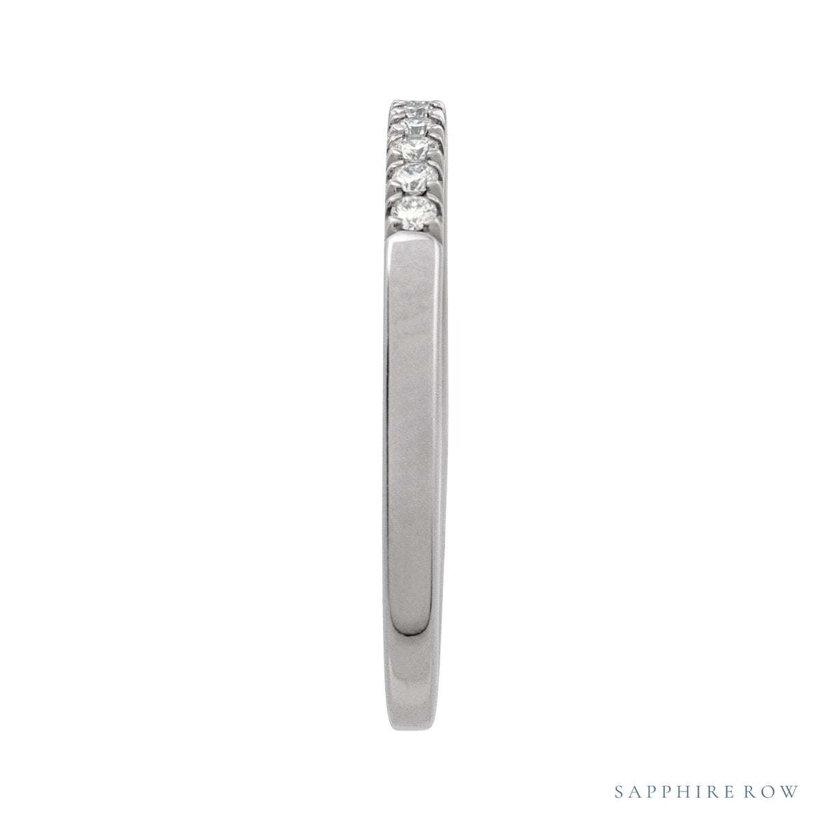 Sapphire Row Natural Birthstone Stacking Ring - Diamond, 10K White Gold (view 3)