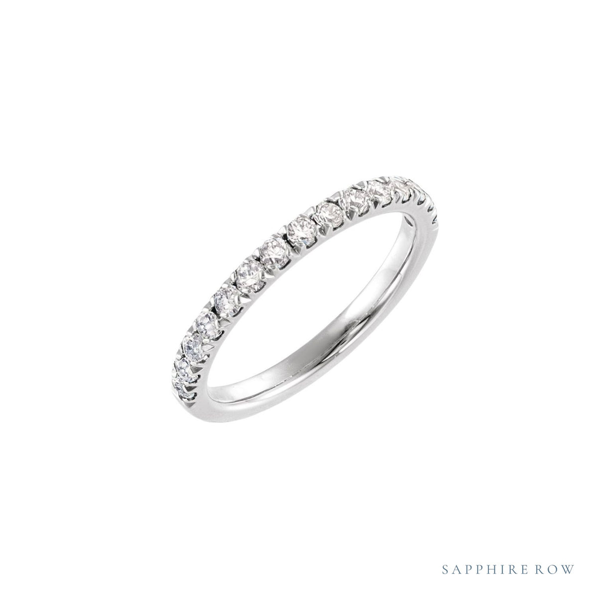 Sapphire Row Natural Birthstone Stacking Ring - Diamond, 14K White Gold