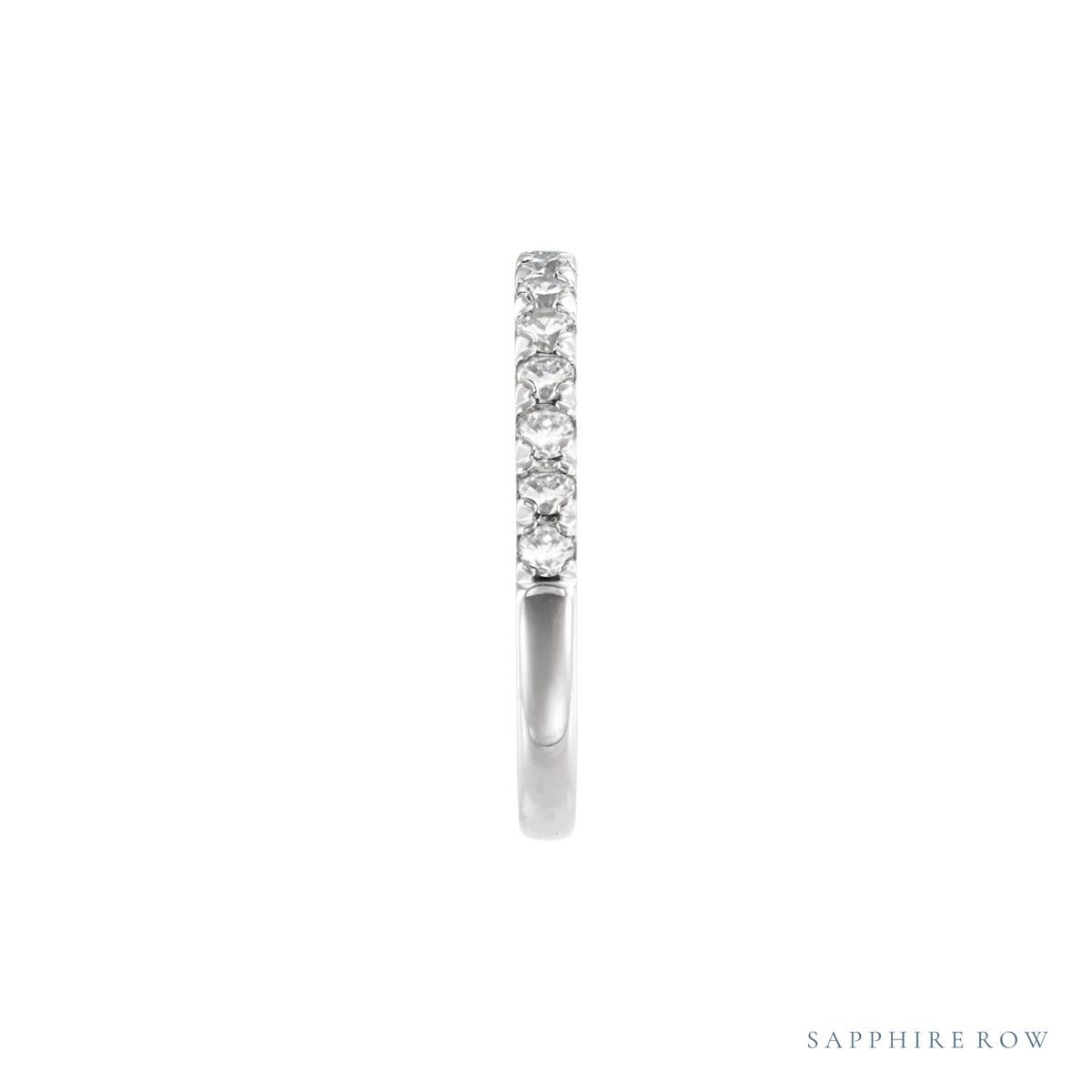Sapphire Row Natural Birthstone Stacking Ring - Diamond, 14K White Gold (view 3)