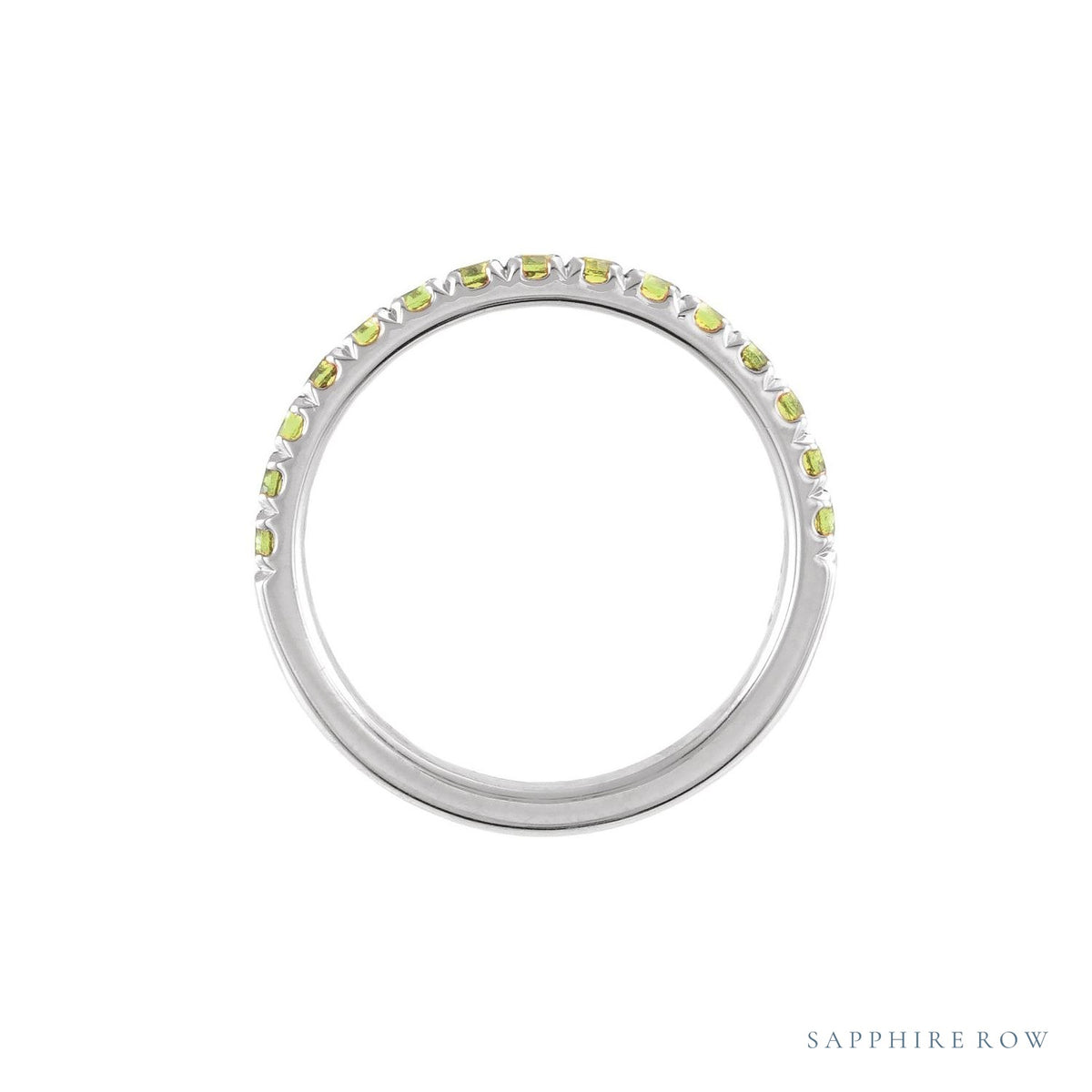 Sapphire Row Natural Birthstone Stacking Ring - Peridot, 14K White Gold (view 2)