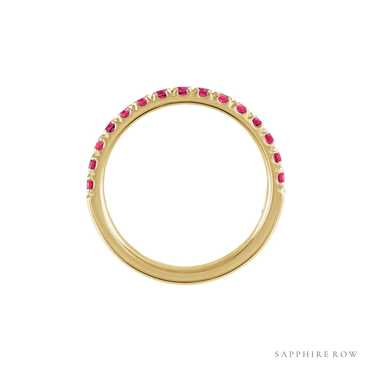 Sapphire Row Natural Birthstone Stacking Ring - Ruby, 10K Yellow Gold (view 2)