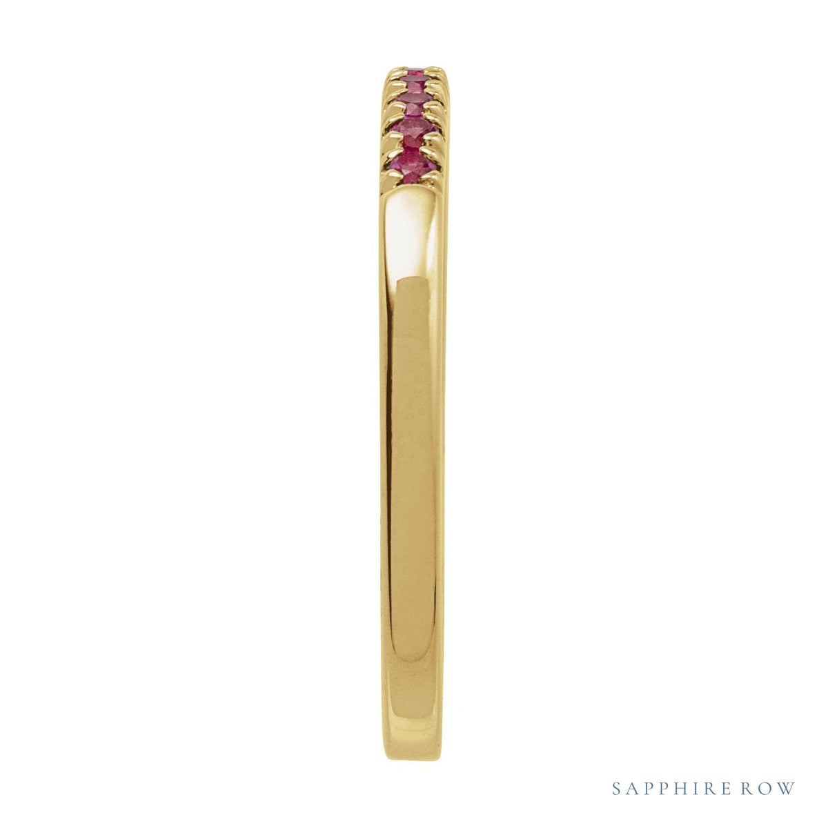 Sapphire Row Natural Birthstone Stacking Ring - Ruby, 10K Yellow Gold (view 3)