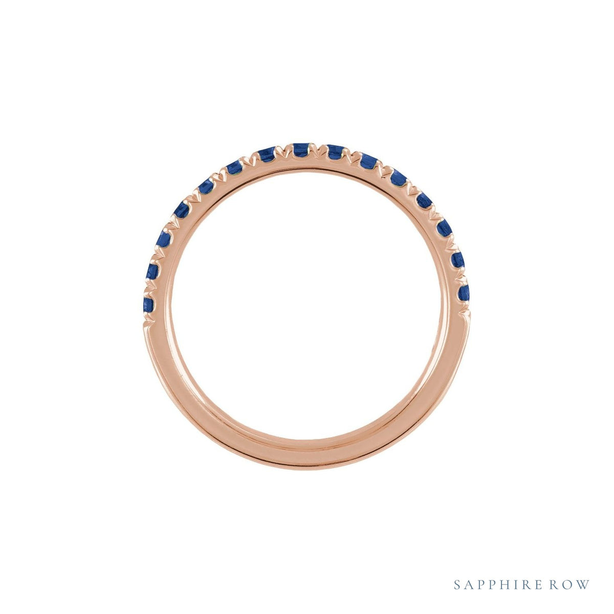 Sapphire Row Natural Birthstone Stacking Ring - Blue Sapphire, 14K Rose Gold (view 2)