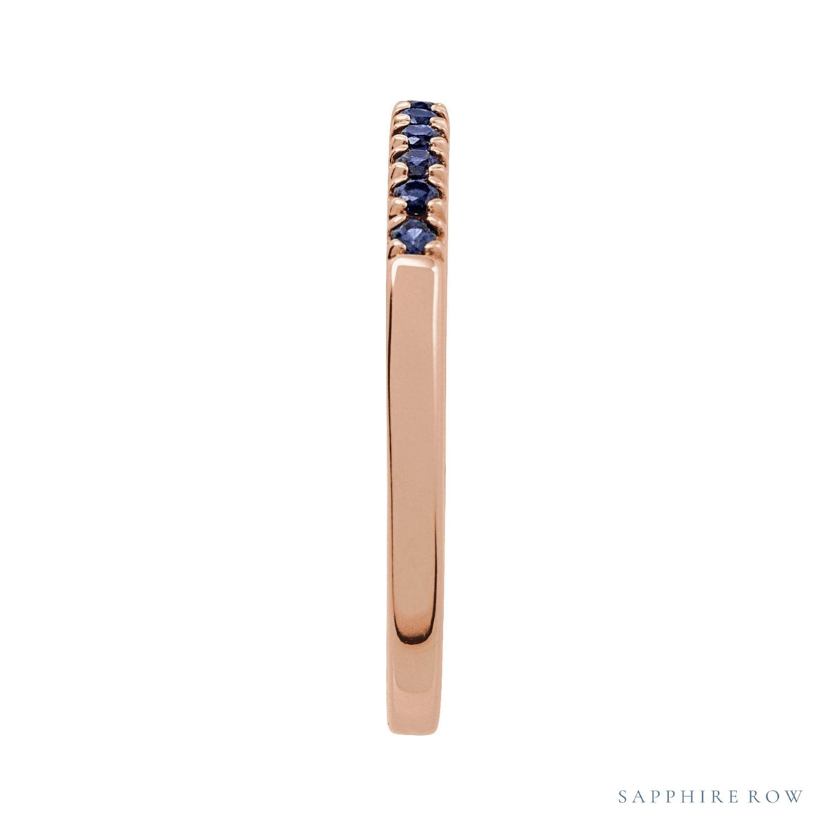 Sapphire Row Natural Birthstone Stacking Ring - Blue Sapphire, 14K Rose Gold (view 3)