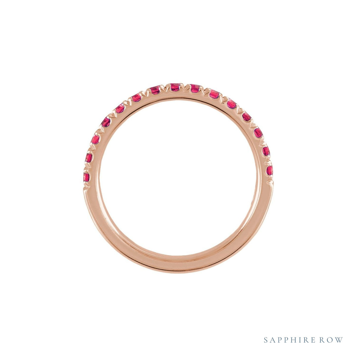 Sapphire Row Natural Birthstone Stacking Ring - Ruby, 14K Rose Gold (view 2)