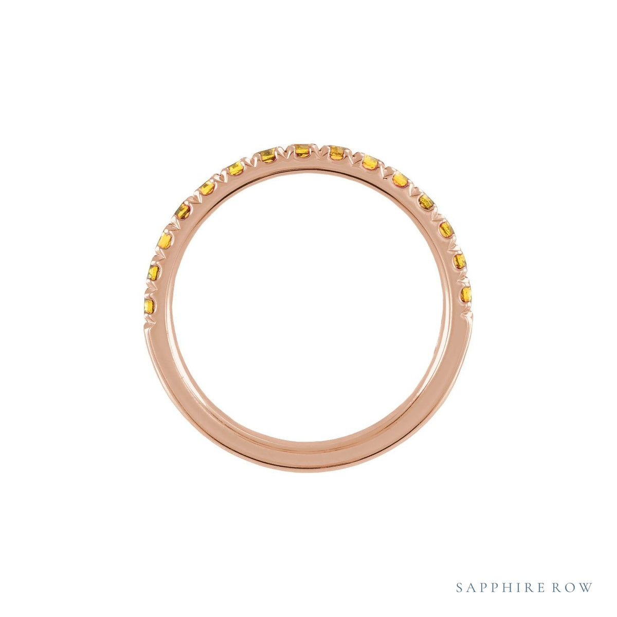 Sapphire Row Natural Birthstone Stacking Ring - Citrine, 14K Rose Gold (view 2)