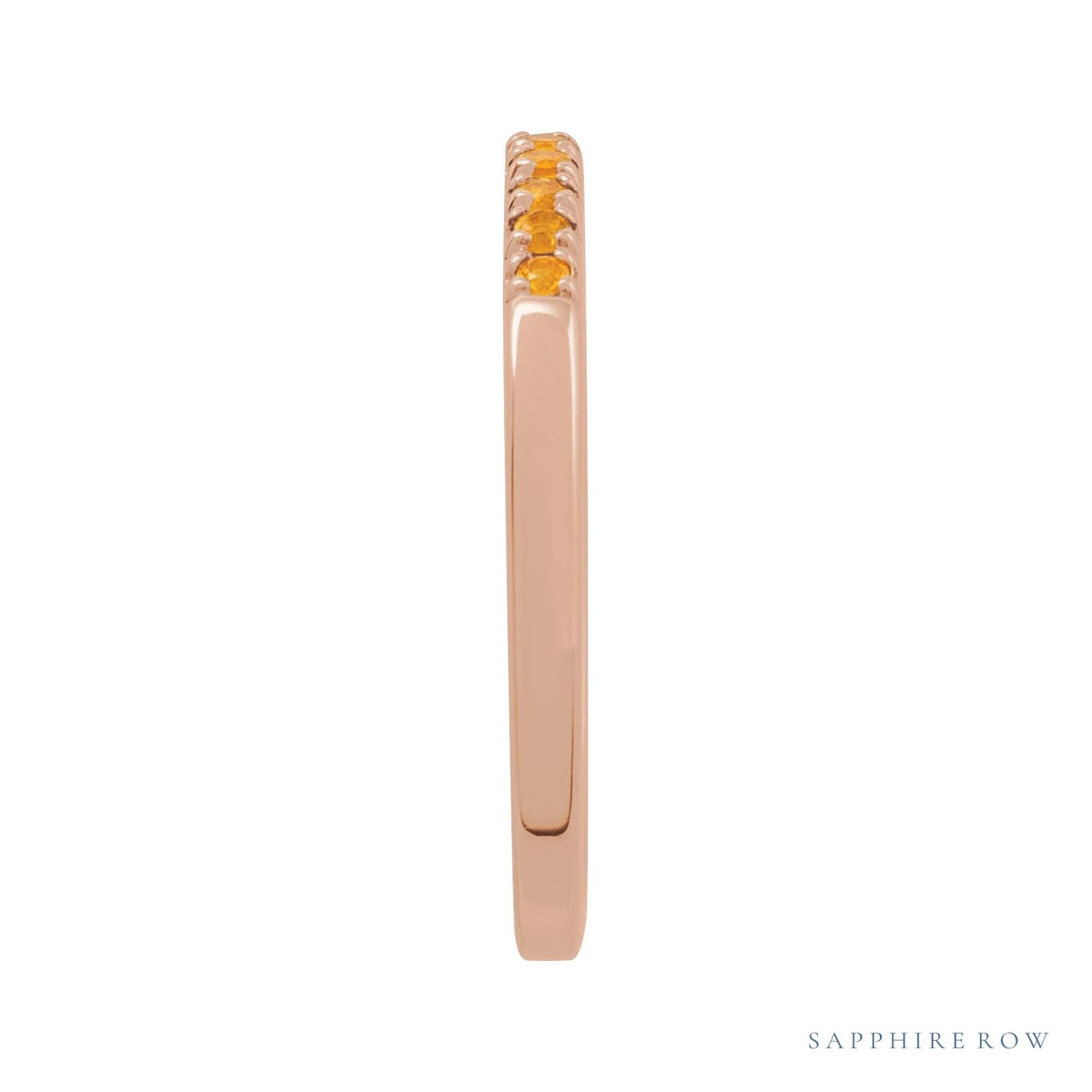 Sapphire Row Natural Birthstone Stacking Ring - Citrine, 14K Rose Gold (view 3)