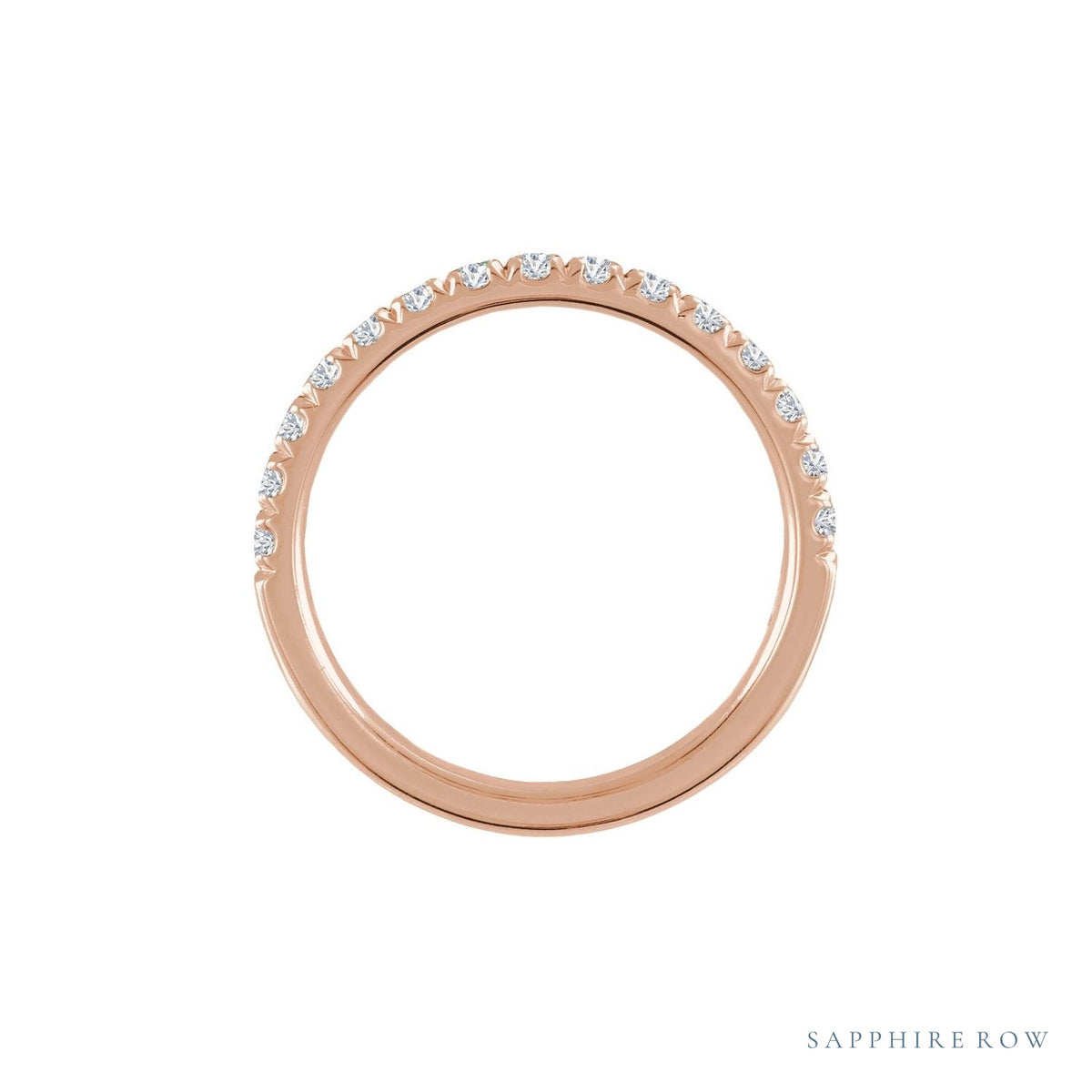 Sapphire Row Natural Birthstone Stacking Ring - Diamond, 10K Rose Gold