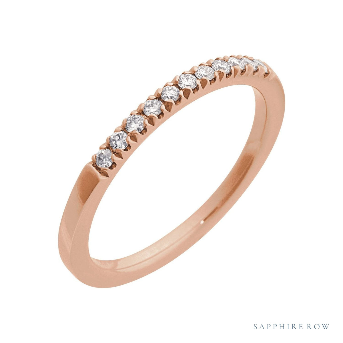 Sapphire Row Natural Birthstone Stacking Ring - Diamond, 10K Rose Gold (view 2)