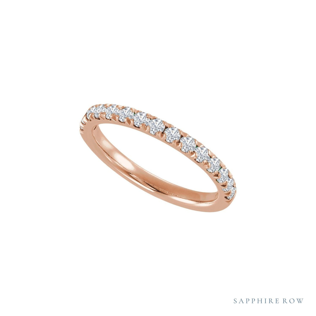 Sapphire Row Natural Birthstone Stacking Ring - Diamond, 10K Rose Gold (view 3)