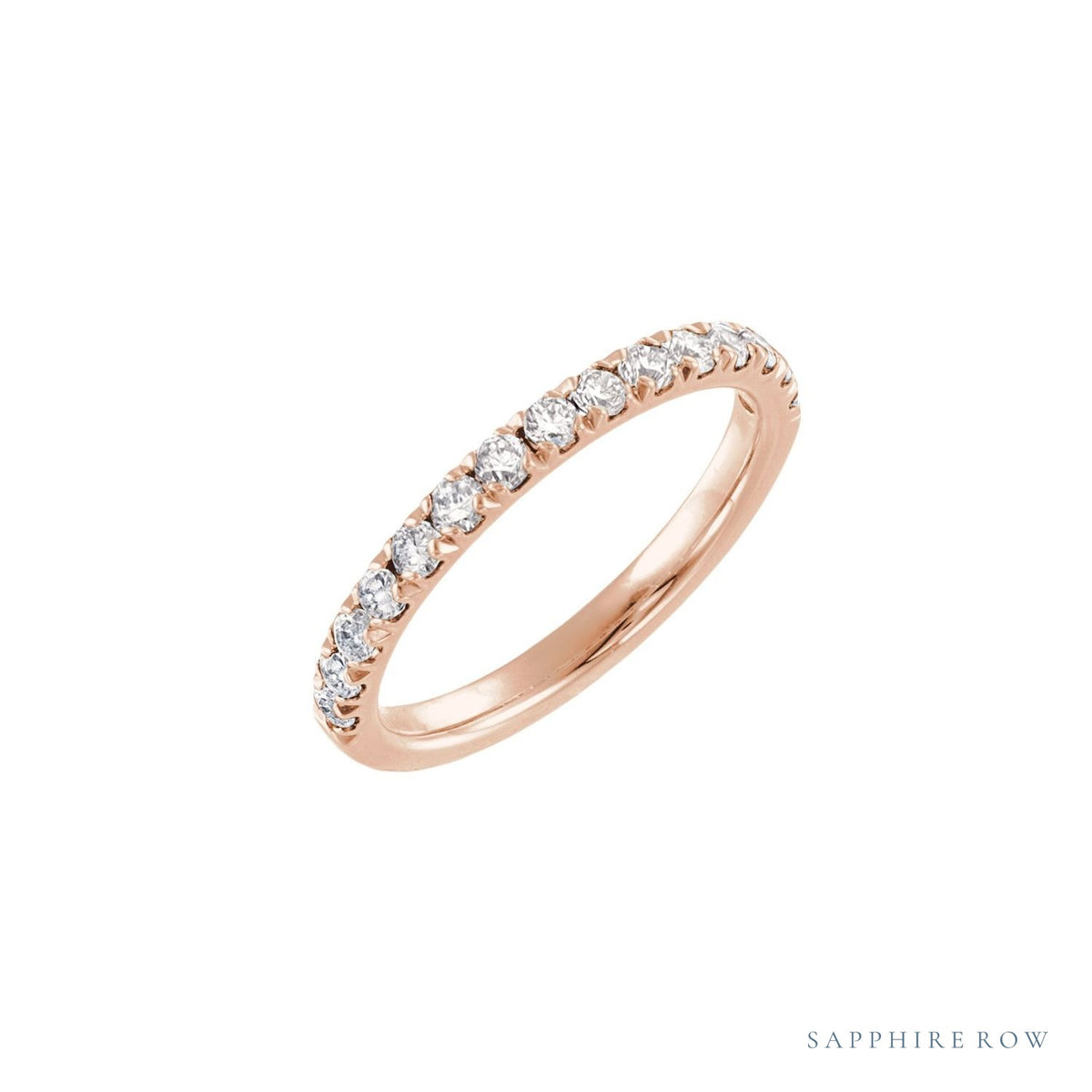 Sapphire Row Natural Birthstone Stacking Ring - Diamond, 14K Rose Gold
