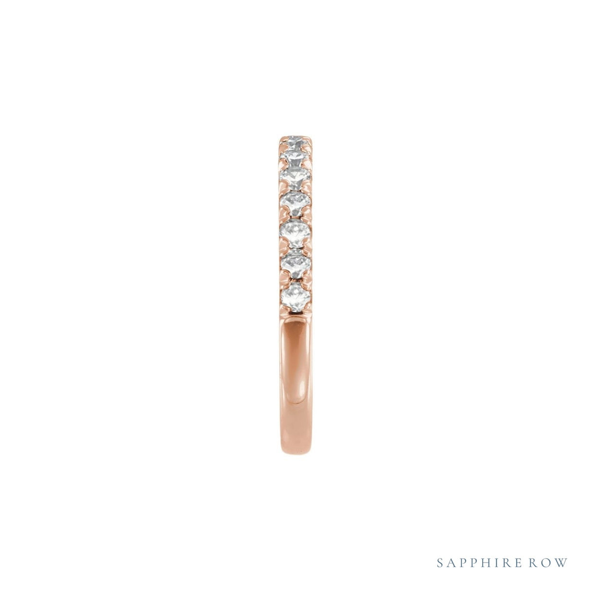 Sapphire Row Natural Birthstone Stacking Ring - Diamond, 14K Rose Gold (view 3)