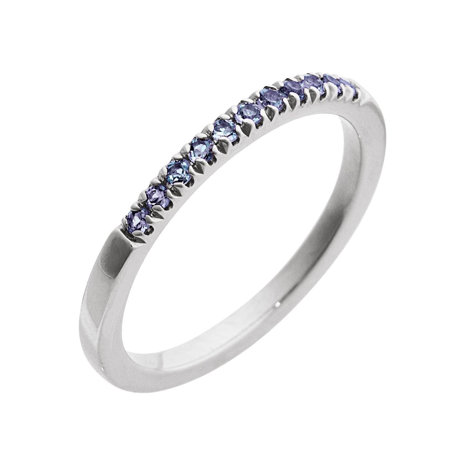 Sapphire Row Lab-Grown Birthstone Stacking Ring - Alexandrite, 14K White Gold