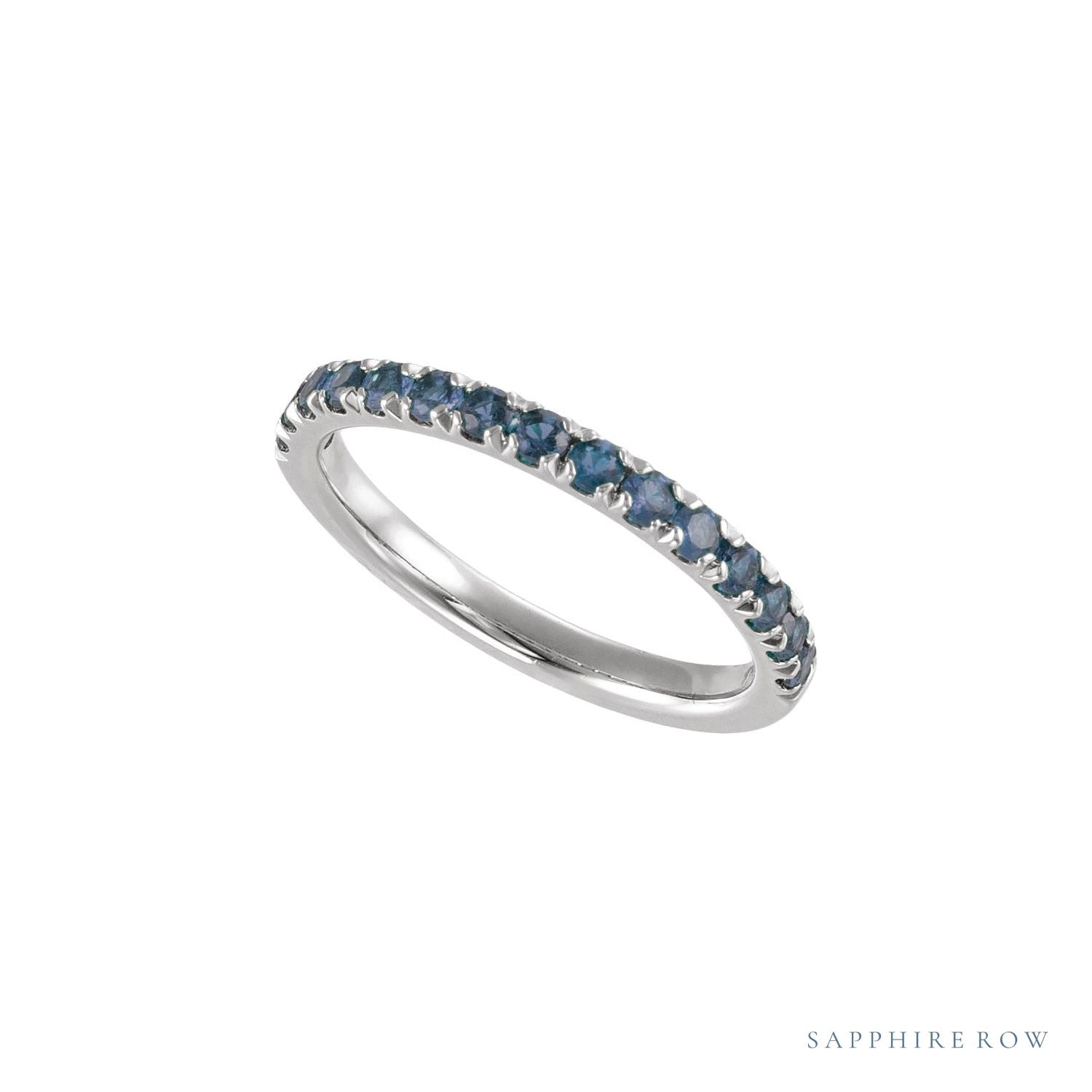 Sapphire Row Lab-Grown Birthstone Stacking Ring - Alexandrite, 14K White Gold (view 3)