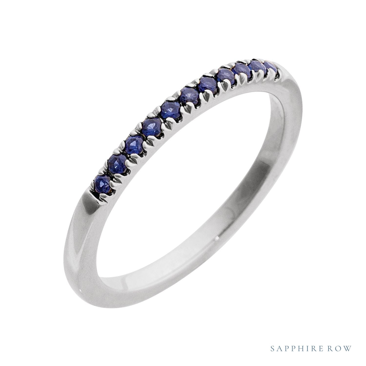Sapphire Row Lab-Grown Birthstone Stacking Ring - Blue Sapphire, 10K White Gold