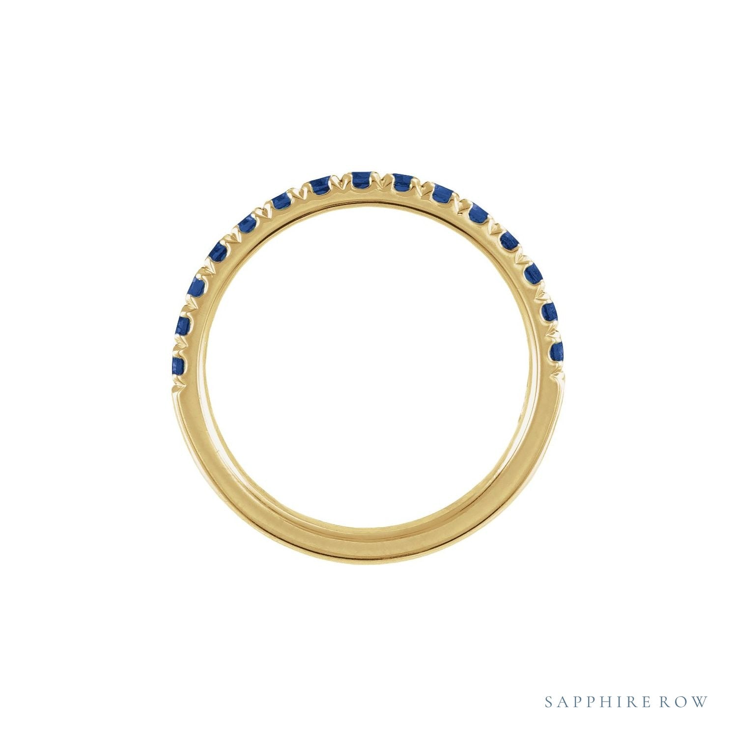 Sapphire Row Lab-Grown Birthstone Stacking Ring - Blue Sapphire, 10K Yellow Gold (view 2)