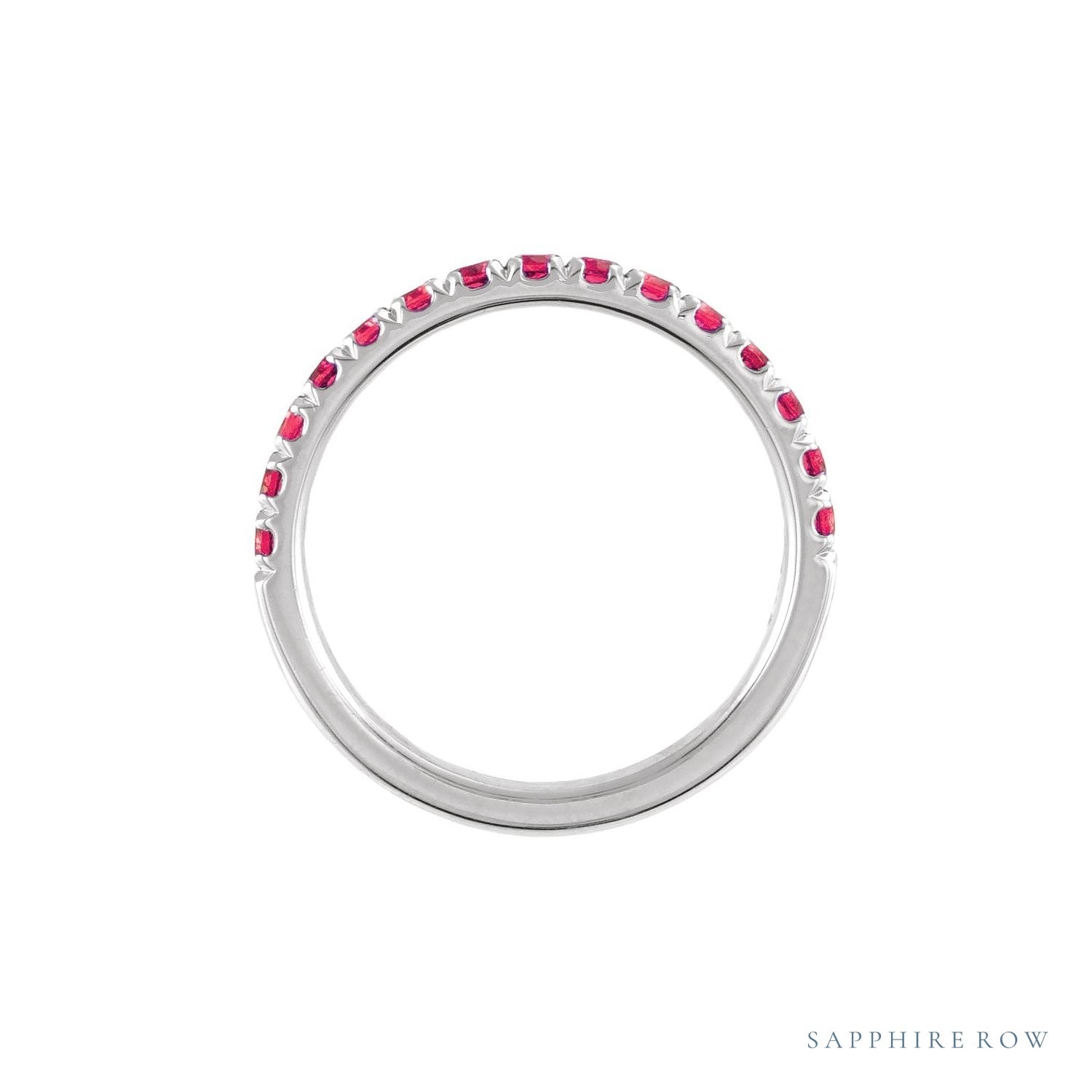 Sapphire Row Lab-Grown Birthstone Stacking Ring - Ruby, 10K White Gold (view 2)