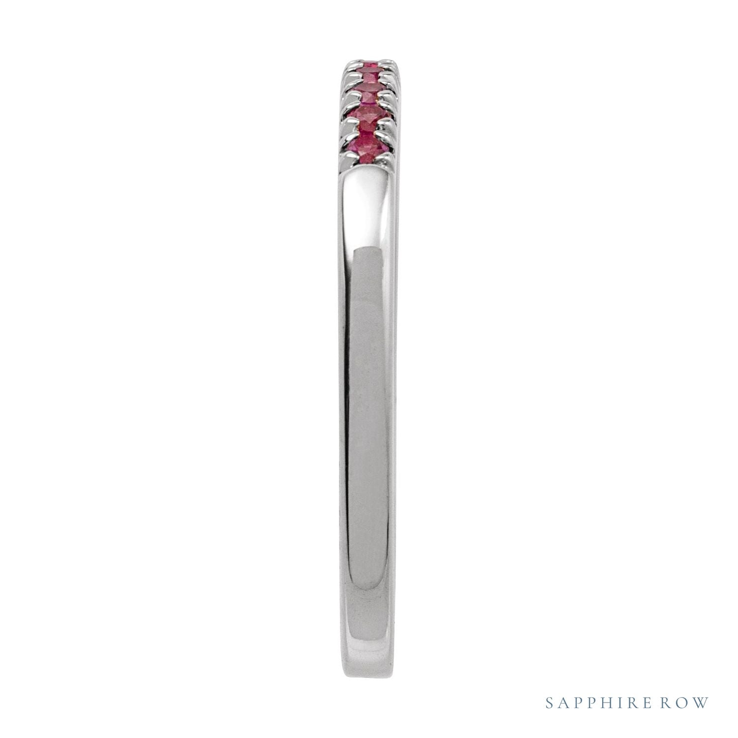 Sapphire Row Lab-Grown Birthstone Stacking Ring - Ruby, 14K White Gold (view 3)
