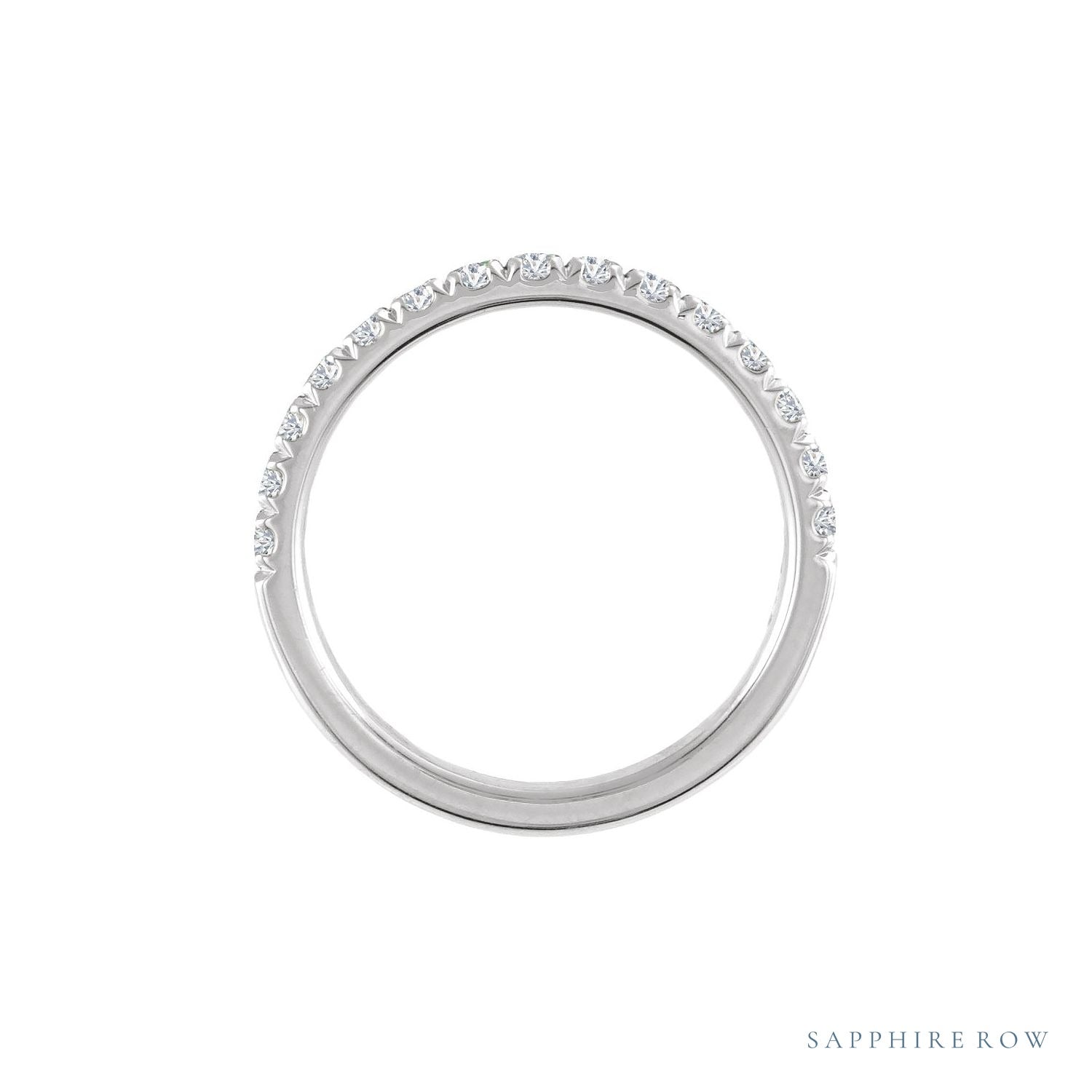Sapphire Row Lab-Grown Birthstone Stacking Ring - Diamond, 14K White Gold (view 2)