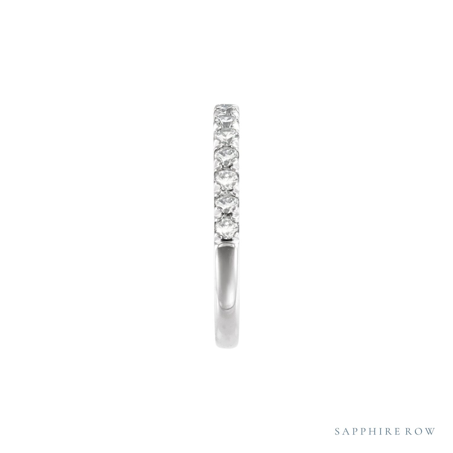 Sapphire Row Lab-Grown Birthstone Stacking Ring - Diamond, 14K White Gold (view 3)