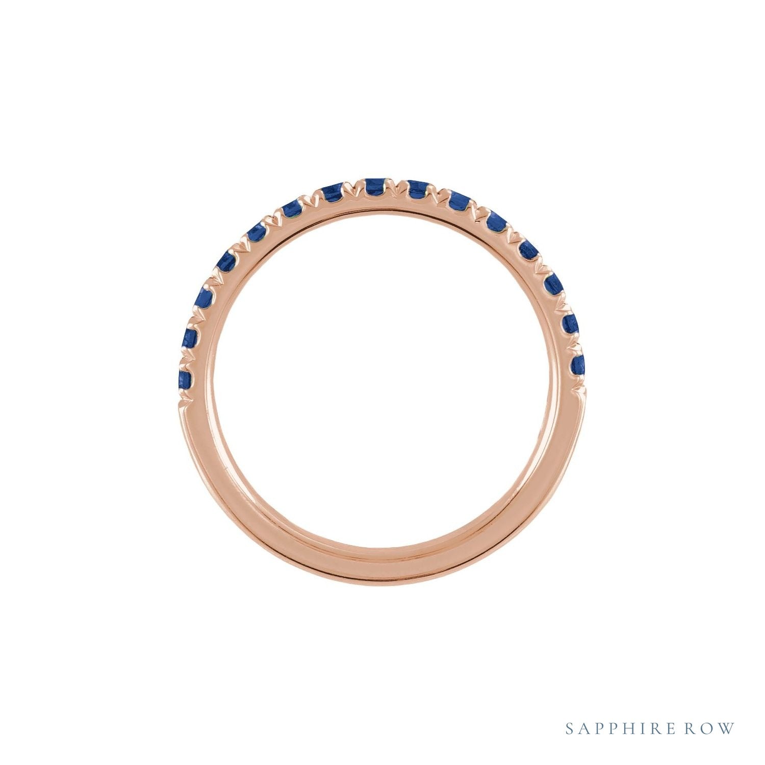 Sapphire Row Lab-Grown Birthstone Stacking Ring - Blue Sapphire, 14K Rose Gold (view 2)