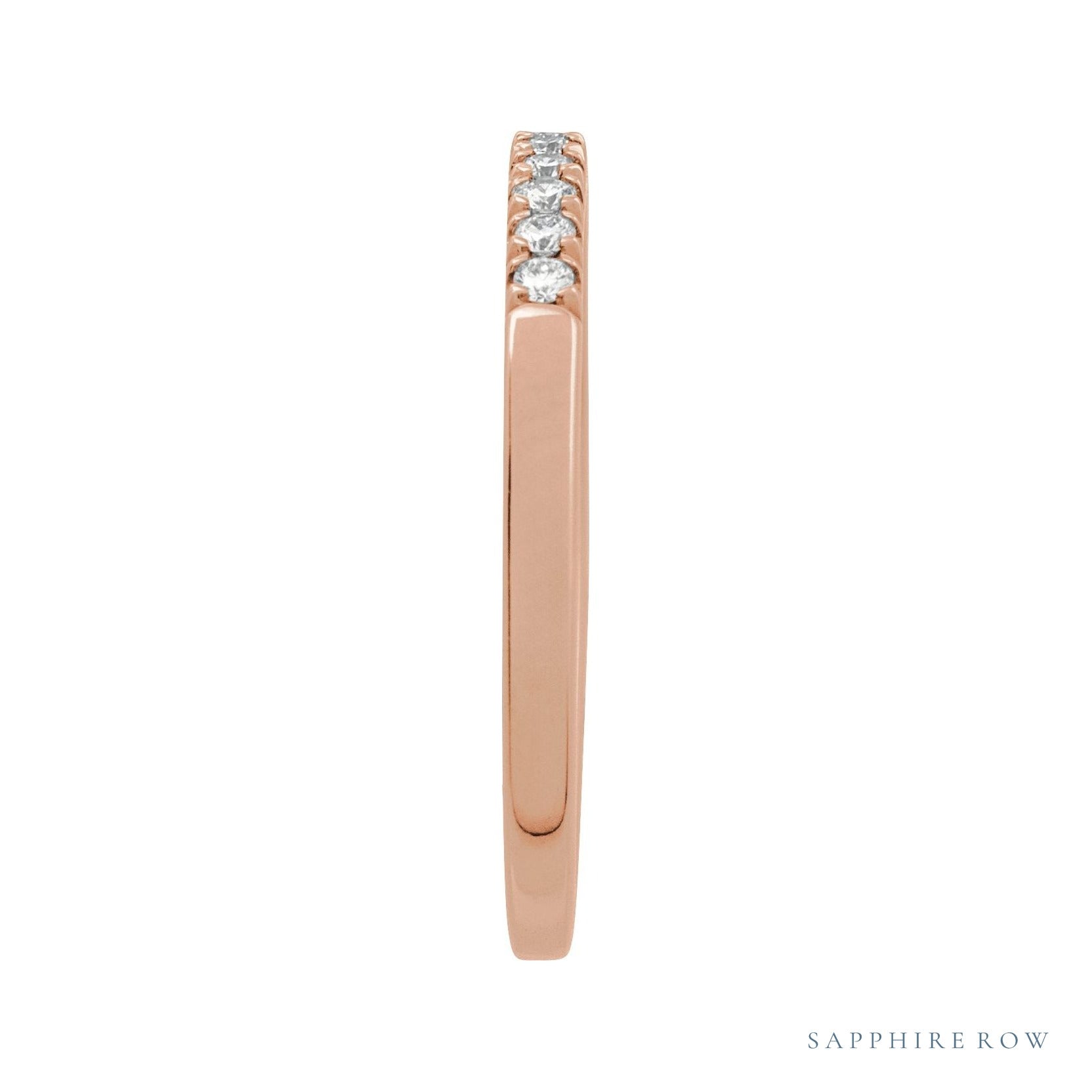 Sapphire Row Lab-Grown Birthstone Stacking Ring - Diamond, 10K Rose Gold (view 3)