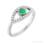 Sapphire Row Natural Pavé Evil Eye Gemstone Ring - Emerald, Platinum