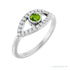 Sapphire Row Natural Pavé Evil Eye Gemstone Ring - Peridot, Platinum
