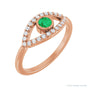 Sapphire Row Natural Pavé Evil Eye Gemstone Ring - Emerald, 14K Rose Gold