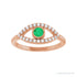 Sapphire Row Natural Pavé Evil Eye Gemstone Ring - Emerald, 14K Rose Gold (view 3)