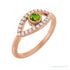 Sapphire Row Natural Pavé Evil Eye Gemstone Ring - Peridot, 14K Rose Gold