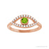 Sapphire Row Natural Pavé Evil Eye Gemstone Ring - Peridot, 14K Rose Gold (view 3)