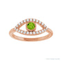 Sapphire Row Natural Pavé Evil Eye Gemstone Ring - Peridot, 14K Rose Gold (view 3)