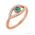 Sapphire Row Natural Pavé Evil Eye Gemstone Ring - Alexandrite, 14K Rose Gold