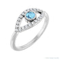 Sapphire Row Natural Pavé Evil Eye Gemstone Ring - Aquamarine, 14K White Gold