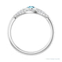 Sapphire Row Natural Pavé Evil Eye Gemstone Ring - Aquamarine, 14K White Gold (view 2)
