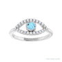 Sapphire Row Natural Pavé Evil Eye Gemstone Ring - Aquamarine, 14K White Gold (view 3)